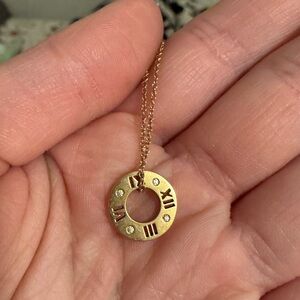 Tiffany & Co. atlas pierced 18k rose gold diamond pendant necklace